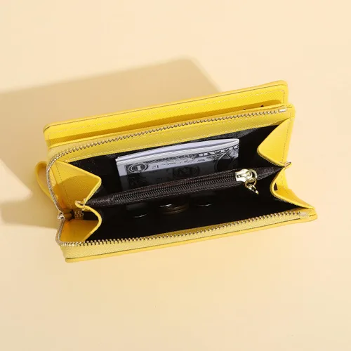 Miniatura 4 de Cartera con cremallera para mujer, con bloqueo RFID, multiusos, tarjeteros, monederos cortos