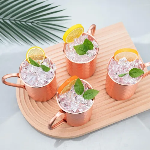 Miniatura 4 de TJ Moscow Mule - Juego de 2 tazas de cobre 100% puro de 14 onzas, tazas de cobre hechas a mano, resistentes al deslustre, regalo para bebidas frías