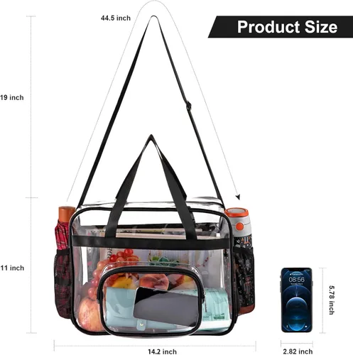 Miniatura 2 de Bolsas transparentes aprobadas para estadios, bolsa transparente + correa para el hombro, bolsa transparente grande