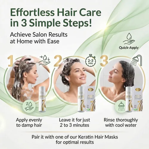 Miniatura 4 de Vitamins - Champú de queratina para tratamiento capilar con biotina, proteína de colágeno y aceite de ricino para cabello rizado, ondulado y lacio