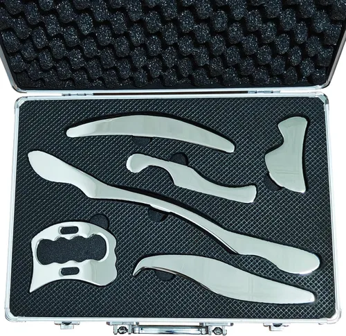 Miniatura 16 de Juego de herramientas de masaje de raspado Gua Sha de acero inoxidable, juego de herramientas IASTM, gran herramienta de movilización de tejidos
