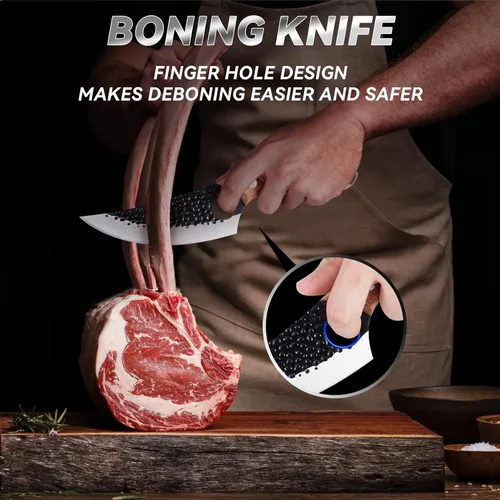 Miniatura 3 de Cuchillo de chef de 11 pulgadas, cuchillo de cocina para deshuesar, cortar y cortar. Cuchillo de carne forjado a mano, cuchillo Deba, cuchillo