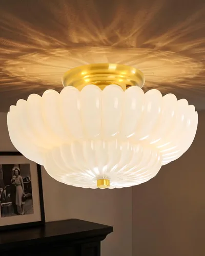 Miniatura 16 de Luces de Techo Semiempotradas Lámpara de Techo de Cristal Marrón Candelabros Base Negra Iluminación Moderna Accesorio de Luz Adecuado para Sala