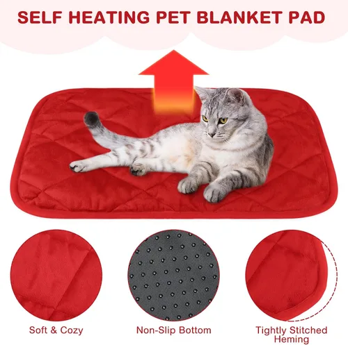 Miniatura 51 de Paquete de 4 Almohadillas Autocalentables para Gatos, Alfombrilla Autocalentable para Perros que Refleja el Calor Corporal, Almohadilla Térmica
