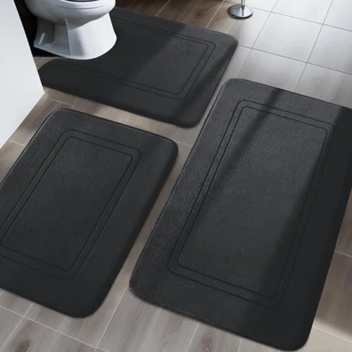 Miniatura 11 de YIHOUSE Juego de alfombras de baño de espuma viscoelástica, juego de 2 piezas, tapetes de baño antideslizantes para baño, juego de alfombras de baño