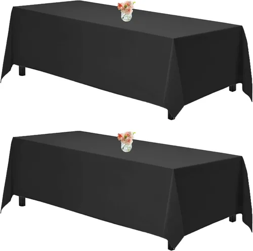Miniatura 20 de Mantel rectangular de poliéster, manteles para mesas rectangulares de 6 pies, manteles de tela decorativa lavable para bodas, banquetes y campamento