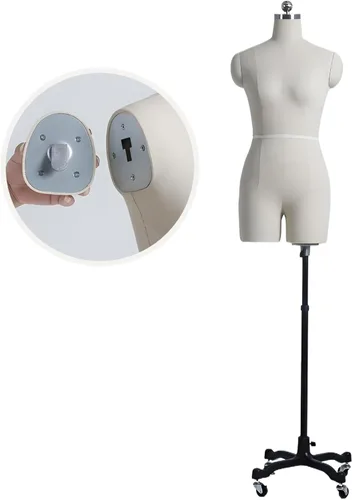 Miniatura 8 de Adjustable Female Dress Form Mannequin with Arms - Size S Foam Model for Sewing, Tailoring, Fashion Design, Custom Fitting with Insertable Pins