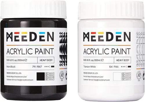 Miniatura 24 de MEEDEN Pintura acrílica blanca de titanio: 1 l/33.8 oz pinturas acrílicas brillantes de cuerpo pesado - Pintura blanca gruesa para lienzo, Blanco