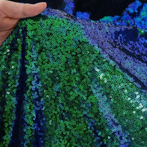 Miniatura 13 de DUOBAO Tela de lentejuelas de The Yard Tela brillante Tela azul para coser Material de secuencia Tela de Sirenita Tela de lentejuelas Tela