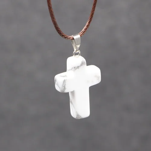Miniatura 7 de 30 dijes de piedra de color con cruz de piedra preciosa, dijes de cuarzo cruzado sin cadena, suministros para hacer joyas, collares y aretes