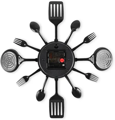 Miniatura 5 de Relojes de pared de cocina de 16 pulgadas con esfera de tenedor y cuchara, movimiento silencioso a pilas, gran decoración de pared y regalos