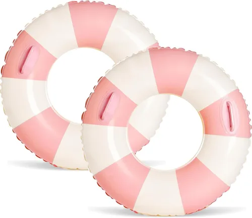 Miniatura 9 de 2PCS XL Stripe Pool Swim Ring with Handles Inflatable Pool Floats 45 Inch Water Fun Large Adult Swimming Pool Float for Beach Lake Summer Party