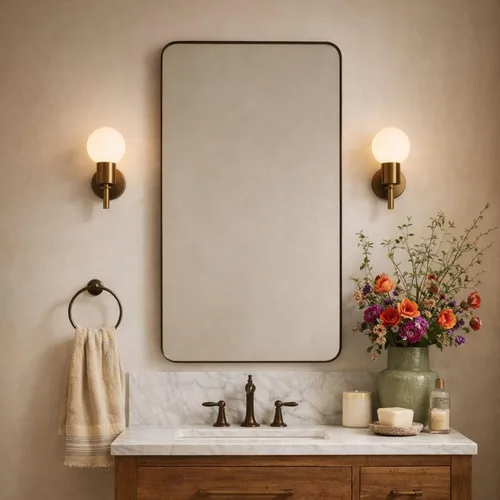 Miniatura 17 de GRACTO Espejo de baño con marco de metal de acero inoxidable de níquel cepillado de 20 x 30 pulgadas para montar en la pared, espejo rectangular