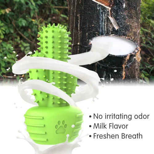 Miniatura 2 de Pamlulu Juguetes para morder y cepillo de limpieza dental para perros - Dental para perros pequeños, medianos y grandes, juguetes de goma Verde