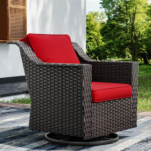 Miniatura 31 de Joyside Sofá de patio – Sofá de ratán de 3 plazas, sofá de respaldo alto para todo tipo de clima, tamaño grande mejorado con cojines de asiento de 4