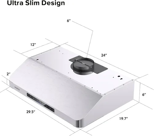 Miniatura 6 de Campana Extractora para Debajo del Clóset de 30 Pulgadas, Campana Extractora de Acero Inoxidable para Estufa de Cocina con Ventilador de Escape de 4