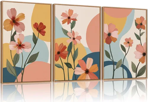 Miniatura 34 de FWIEXA Juego de Arte de Lienzo Bohemio Enmarcado para Pared, Cuadros Botánicos Verde Salvia Decoración de Pared, Impresiones de Arte de Plantas