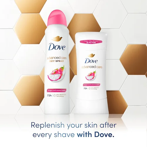 Miniatura 4 de Dove Advanced Care - Desodorante antitranspirante en aerosol para mujeres, paquete de 3 unidades de fruta del dragón y crema de coco, 72 horas