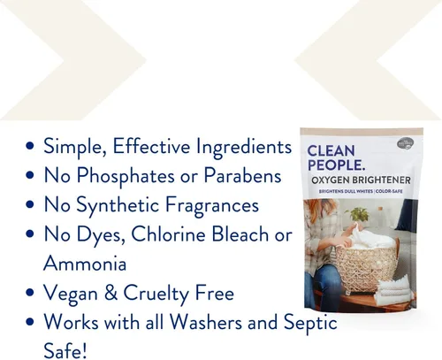 Miniatura 3 de The Clean People Quitamanchas Blanqueador de Oxígeno Alternativa a la lejía, ingredientes sencillos, aviva los blancos opacos Y los colores 41 oz