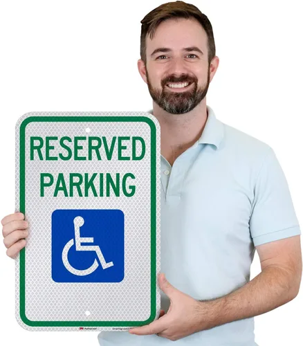 Miniatura 2 de SmartSign Letrero federal de estacionamiento para discapacitados "Reserved Parking" Aluminio reflectante de grado diamante 3M de 12 x 18 pulgadas