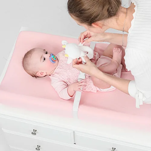 Miniatura 3 de TILLYOU Juego de funda para cambiador de pañales de material suave de jersey para niña, se adapta a almohadillas contorneadas de 32 pulgadas/34 x 16