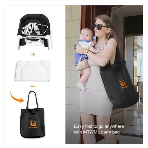 Miniatura 6 de MTWML Silla alta de gancho con bandeja, silla alta portátil para bebé que se fija a la mesa, asiento de mesa rápido con clip para bebés y niños
