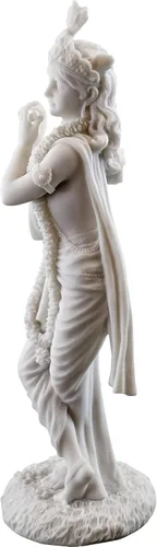 Miniatura 2 de Top Collection Estatua de Krishna - Escultura hindú del Dios del amor y la alegría divina en acabado de mármol blanco de primera calidad, figura