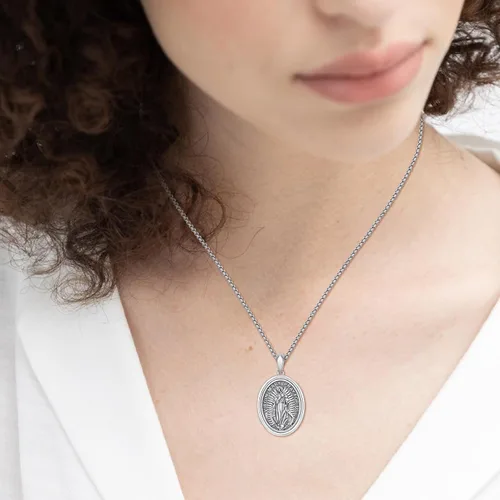 Miniatura 242 de Collar de plata de ley 925 con medalla de San Patrón, colgante de protección católica, amuleto, joyería religiosa para hombres y mujeres