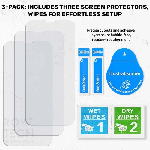 Miniatura 5 de Rome Tech Paquete de 3 protectores de pantalla de vidrio templado para iPhone 14 (iPhone 14 Plus)