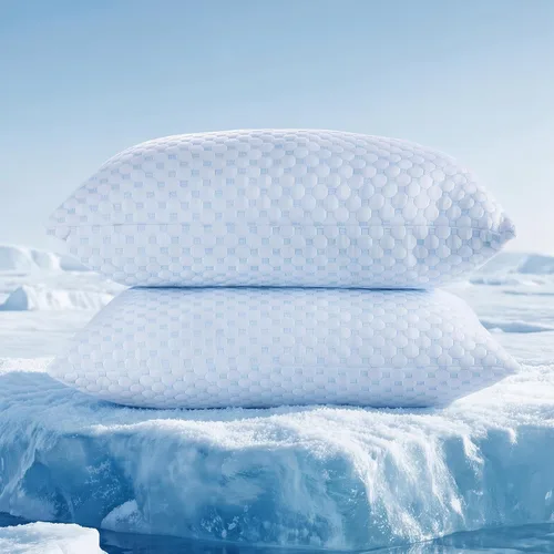 Favocama Almohada Refrescante para Dormir, Almohadas de Espuma Viscoelástica Triturada Tamaño Estándar Juego de 2, Almohadas de Cama Refrescantes de