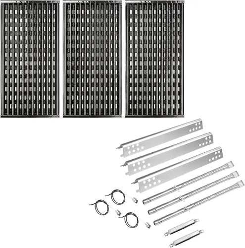 Uniflasy Rejillas de cocina esmaltadas de porcelana y quemador de placa de calor para CharBroil Performance Tru Infrared 3 Burner 463370719