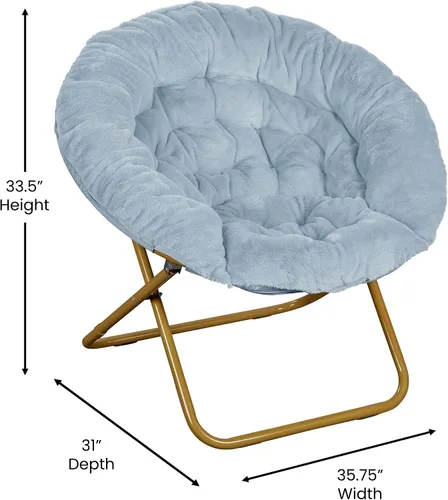 Miniatura 3 de Flash Furniture Gwen - Silla plegable de gran tamaño con otomana, silla lunar de piel sintética, marco de acero duradero, para dormitorio
