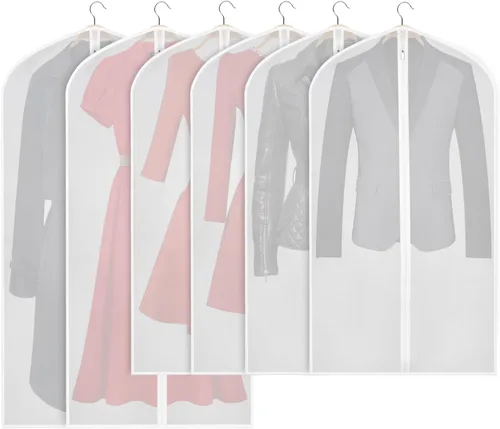 Miniatura 13 de Zilink Bolsas de ropa transpirables para abrigo de piel de 43", bolsas de traje para almacenamiento en armario, fundas transparentes para chaqueta