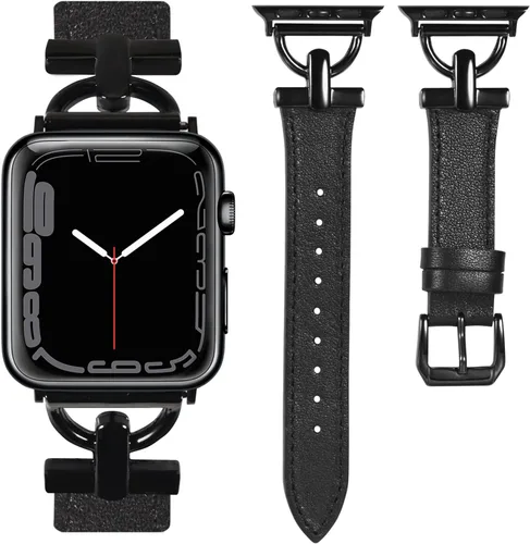Wearlizer Correa de cuero compatible con correas de Apple Watch para mujeres de 1.614 in, 1.575 in, 1.496 in, 1.929 in, 1.811 in, 1.772 in, 1.732