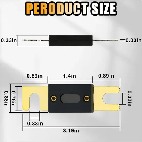 Miniatura 2 de 6 piezas de fusible ANL de 300 amperios/300 A, fusible de hoja para sistema de audio y video de vehículos marinos y automóviles, fusible en línea