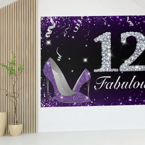 Miniatura 7 de HAMIGAR Fabuloso telón de fondo de cumpleaños tacones altos morados