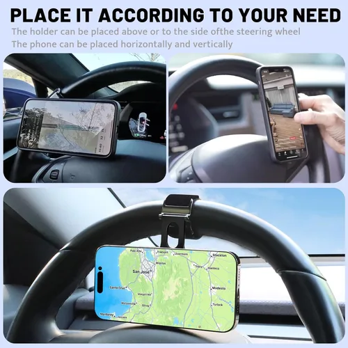 Miniatura 8 de Soporte magnético para teléfono para automóvil, soporte de teléfono para volante [imán fuerte], para MagSafe, correa ajustable compatible