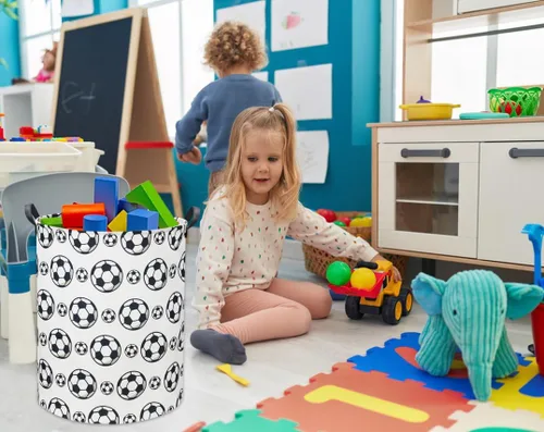 Miniatura 6 de Cesta de fútbol para niños, cesta de fútbol para guardería, lindo contenedor de almacenamiento para niños, organizador de habitación para el hogar