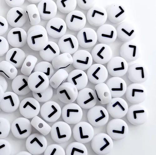 Miniatura 2 de 100 cuentas de letras acrílicas del alfabeto para hacer joyas, cuentas redondas blancas de la letra L para hacer pulseras, collares, llaveros, 1Flat