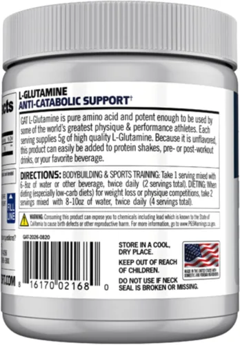 Miniatura 3 de GAT SPORT L-Glutamina Sin Sabor 10.58oz 10.58 oz