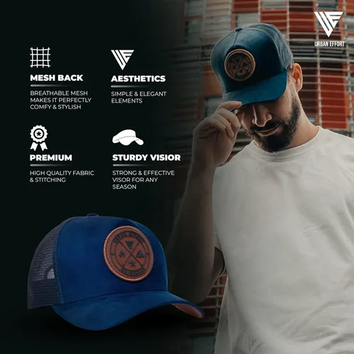 Miniatura 64 de Urban Effort Gorra trasera de malla, para hombres y mujeres, gorra de béisbol de 5 paneles, gran cierre a presión para caza y senderismo