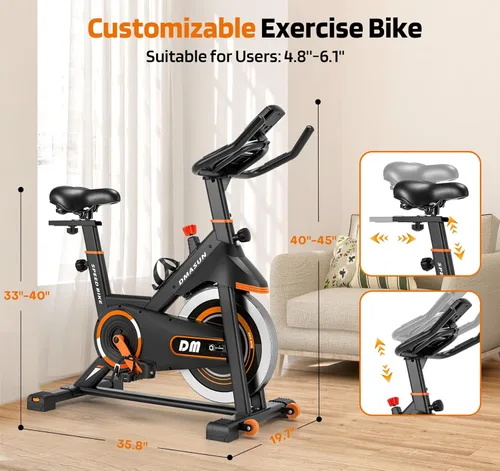 Miniatura 6 de DMASUN Exercise Bike, Silent Magnetic Resistance Stationary Bike for Home with 330 LBS Capacity, Pedals with Anti-loosening Nuts, Indoor Bike with