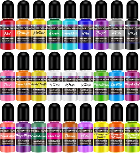 M.A.K - Pigmento de resina epoxi, 27 botellas de tinte líquido transparente, colorante de resina de alta concentración para manualidades, coloración