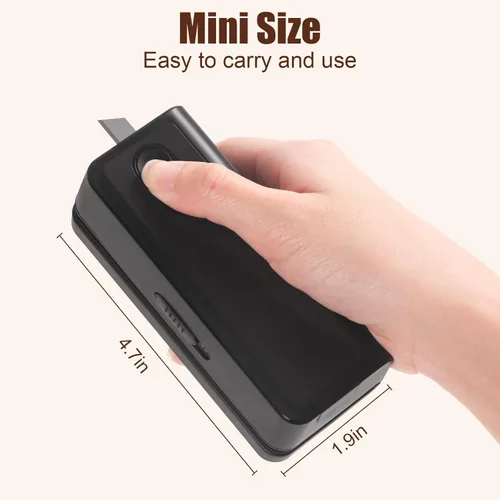 Miniatura 2 de Mini sellador de bolsas, bolsas de papas fritas de 4.7 pulgadas, sellador térmico con pantalla LED de alimentación y 9 engranajes ajustables, Negro