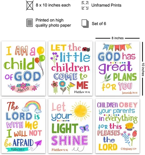 Miniatura 2 de Arte de pared con versículo bíblico, arte de pared de las Escrituras, obra de arte cristiana para niños, dormitorio de niñas, regalos religiosos