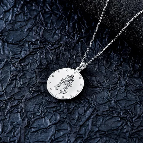 Miniatura 5 de POTOPYY S925 - Collar con colgante de plata de ley de San MiguelSan Benito y Virgen María para hombres y mujeres Plata esterlina