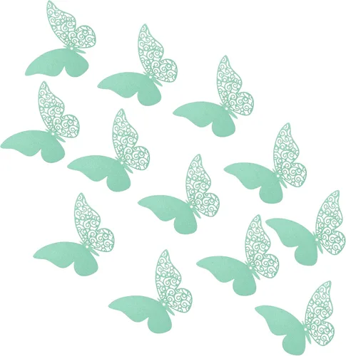 Miniatura 14 de 24 calcomanías de pared de mariposa 3D, decoración de pared de bricolaje, mariposas de papel extraíbles, decoración de dormitorio de niños y boda