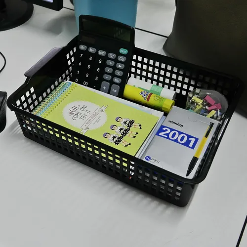 Miniatura 3 de Begale Paquete de 6 cestas de almacenamiento de escritorio para suministros de oficina, organizador de archivos, cartas y documentos, color negro