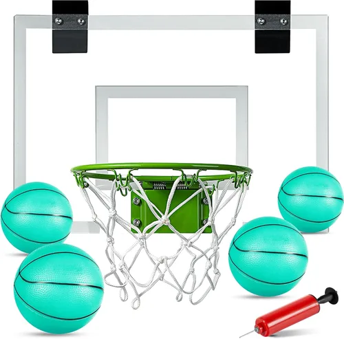 Miniatura 8 de ropoda Mini aro de baloncesto - Brilla en la oscuridad, aro de baloncesto sobre la puerta para interiores, tablero de baloncesto