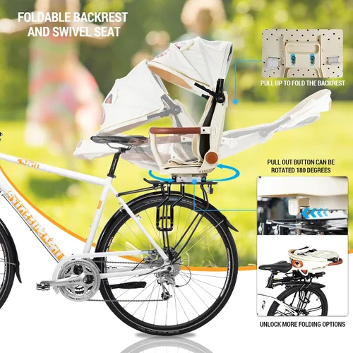 Miniatura 9 de XIEEIX Asiento trasero de bicicleta para niños, asientos de bicicleta para niños montados en la parte trasera, asiento infantil de montaje trasero